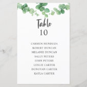 予算ユーカリ結婚の座席表カード (裏面)