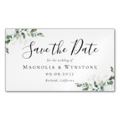 予算ユーカリ結婚式の日付を保存 マグネット名刺 (正面)