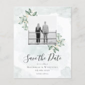 予算ユーカリ結婚式の日付ポストカードを保存 (正面)