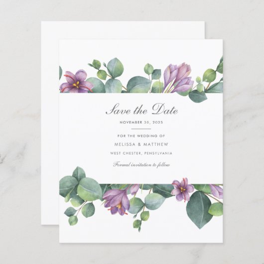 予算ユーカリ緑のフローラ日付を保存 (正面/裏面)