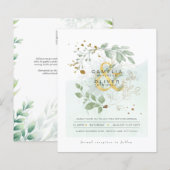 予算ユーカリ緑結婚の金ゴールドのQRコード (正面/裏面)