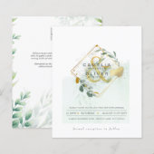 予算ユーカリ緑結婚の金ゴールドのQRコード (正面/裏面)