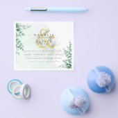 予算ユーカリ緑結婚の金ゴールドのQRコード チラシ (シングル)