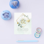 予算ユーカリ緑結婚の金ゴールドのQRコード チラシ (シングル)