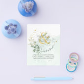 予算ユーカリ緑結婚の金ゴールドのQRコード チラシ (シングル)