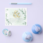 予算ユーカリ緑結婚の金ゴールドのQRコード チラシ (シングル)