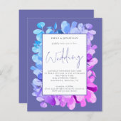 予算ユーカリ薄紫QRコード結婚式招待状 (正面/裏面)