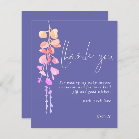 予算ユーカリ赤ちゃんシャワーPeriwinkleありがとう (正面/裏面)