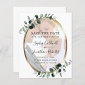 予算ユーカリ金ゴールド写真結婚式の日付を保存 (正面/裏面)