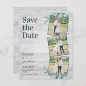 予算ユーカリ3写真結婚式の日付を保存 (正面/裏面)