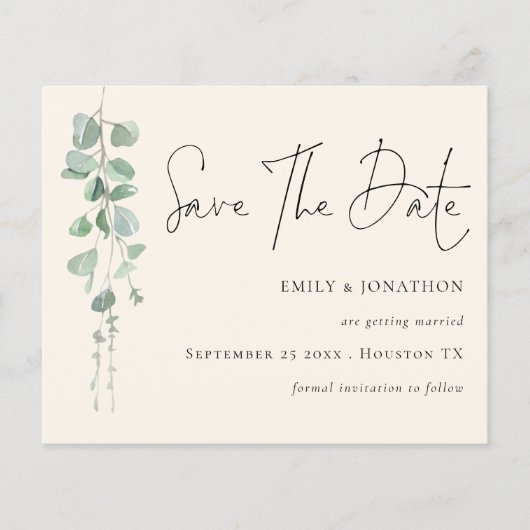 予算ユーカリQRコードセージアイボリー日付の保存 (正面)