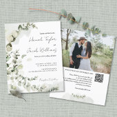 予算ユーカリQRコードフォト結婚式招待状
