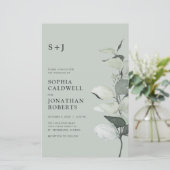 予算ユーカリQRコードモノグラム結婚式の招待 (スタンド正面)