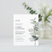 予算ユーカリQRコードモノグラム結婚式の招待 (スタンド正面)