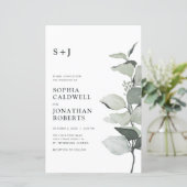 予算ユーカリQRコードモノグラム結婚式の招待 (スタンド正面)