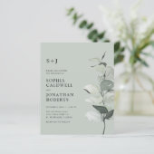 予算ユーカリQRコードモノグラム結婚式の招待 (スタンド正面)