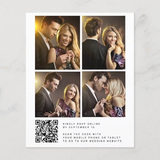 予算ユーカリQRコード写真結婚式招待状 (裏面)