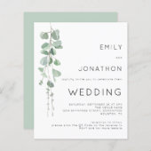 予算ユーカリQRコード結婚式招待状 (正面/裏面)