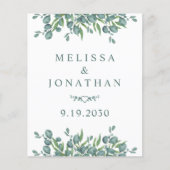 予算ユーカリQRコード結婚式招待状 (正面)