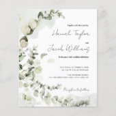 予算ユーカリQRコード結婚式招待状 (正面)