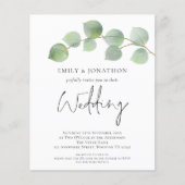 予算ユーカリQRコード結婚式招待状 (正面)