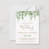 予算ユーカリQRコード結婚式招待状 ノートカード (正面)