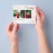 予算レッツパーティー-金ゴールド2写真卒業パーティー チラシ (手)