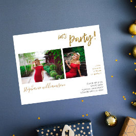 予算レッツパーティー-金ゴールド2写真卒業パーティー チラシ