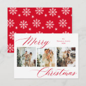 予算レッドスクリプトメリークリスマスフォトコラージュ ノートカード (正面/裏面)