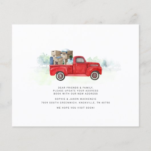 予算レッドトラックの住所の変更を移動 (裏面)