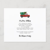 予算レッドトラッククリスマスツリー新しいアドレスカード (裏面)