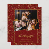予算レッド金ゴールド3写真婚約のお知らせ (正面/裏面)