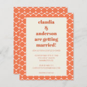 予算レトロオレンジジオメトリカップルシャワー招待状 (正面/裏面)