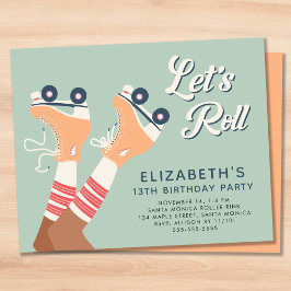 予算レトロガールズローラースケートで滑る誕生日パーティー