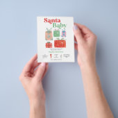予算レトロクリスマスサンタベビーシャワー招待状 チラシ (手)