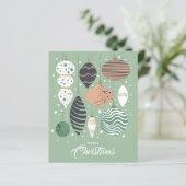 予算レトロクリスマスツリーオーナメントホリデーカード (スタンド正面)