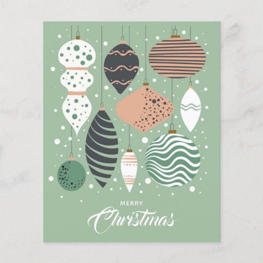 予算レトロクリスマスツリーオーナメントホリデーカード (正面)