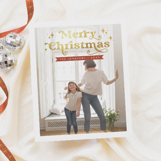 予算レトロタイポグラフィGroovyクリスマスフォト