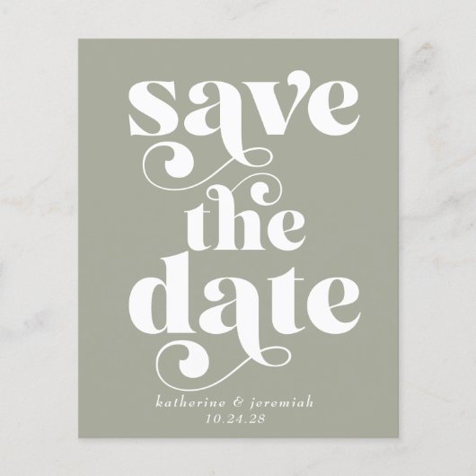 予算レトロタイポグラフィSage Green日付の保存 (正面)