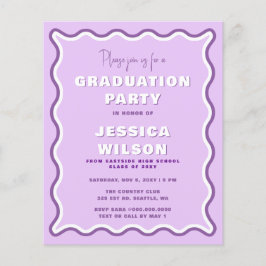 予算レトロパープルフォト卒業招待状