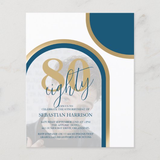 予算レトロブルーと金ゴールドフォト誕生日 (正面)