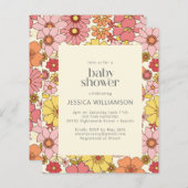 予算レトロボホピンクイエローフローラベビーシャワー (正面/裏面)