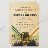 予算レトロマイクカラオケパーティの招待状 (正面/裏面)