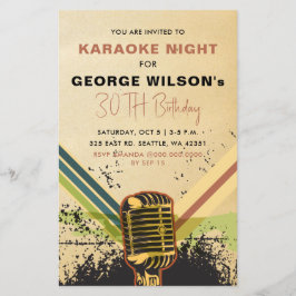 予算レトロマイクカラオケパーティの招待状