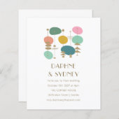 予算レトロミッドセンチュリーモダン結婚式招待状 (正面/裏面)