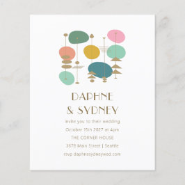 予算レトロミッドセンチュリーモダン結婚式招待状