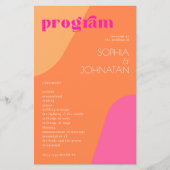 予算レトロモダンウェディングプログラムテンプレート (正面)