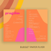 予算レトロモダンウェディングプログラムテンプレート チラシ