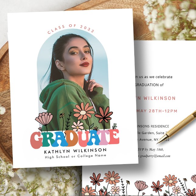 予算レトロワイルドフラワーアーチフォトグラード招待状 (クリエイターアップロード済み)