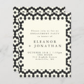 予算レトロ白黒ジオメトリ婚約パーティ (正面/裏面)